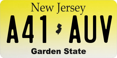 NJ license plate A41AUV