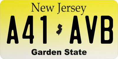 NJ license plate A41AVB