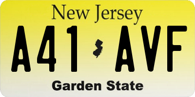 NJ license plate A41AVF