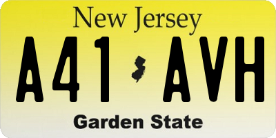 NJ license plate A41AVH