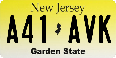 NJ license plate A41AVK