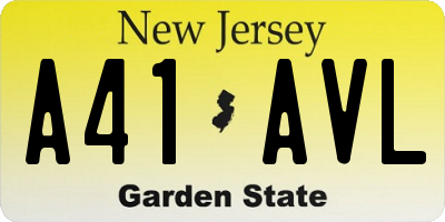 NJ license plate A41AVL