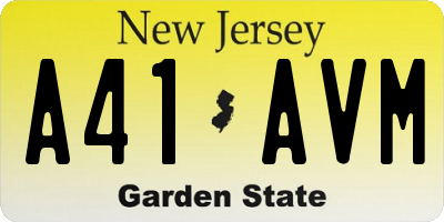 NJ license plate A41AVM