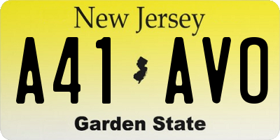 NJ license plate A41AVO