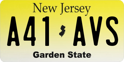 NJ license plate A41AVS