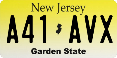 NJ license plate A41AVX