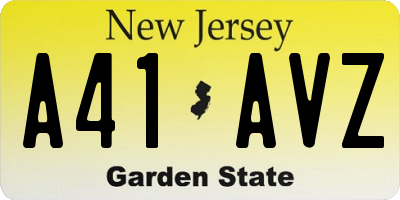 NJ license plate A41AVZ