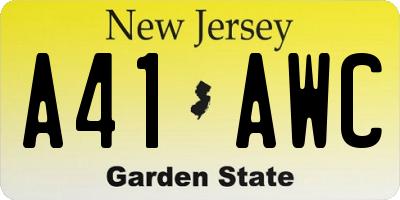 NJ license plate A41AWC
