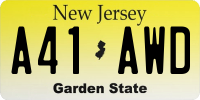 NJ license plate A41AWD