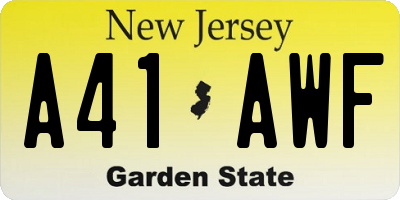 NJ license plate A41AWF