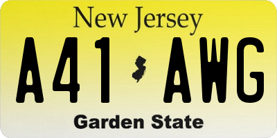 NJ license plate A41AWG