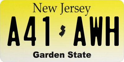 NJ license plate A41AWH