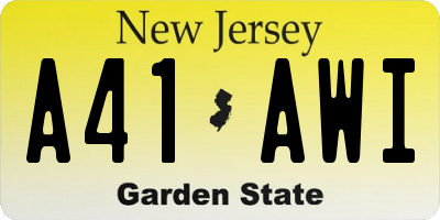 NJ license plate A41AWI