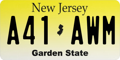 NJ license plate A41AWM