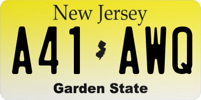 NJ license plate A41AWQ