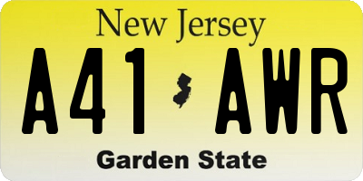 NJ license plate A41AWR