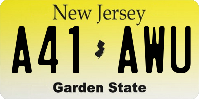 NJ license plate A41AWU