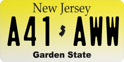 NJ license plate A41AWW
