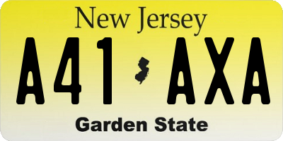 NJ license plate A41AXA