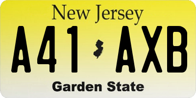 NJ license plate A41AXB