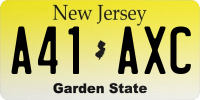 NJ license plate A41AXC