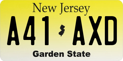 NJ license plate A41AXD