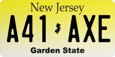 NJ license plate A41AXE