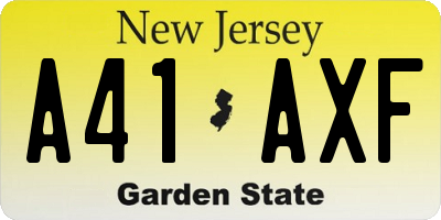 NJ license plate A41AXF