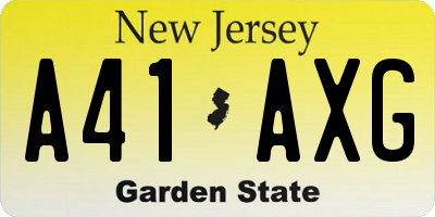 NJ license plate A41AXG