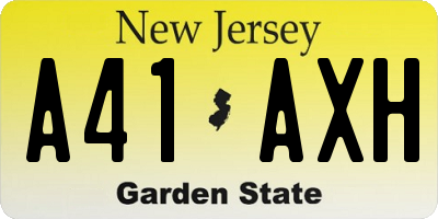 NJ license plate A41AXH