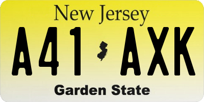 NJ license plate A41AXK