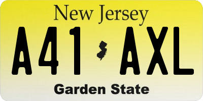 NJ license plate A41AXL