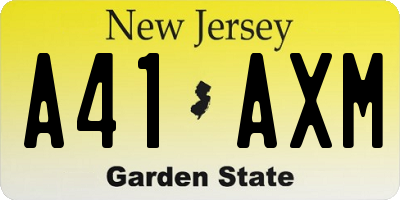 NJ license plate A41AXM