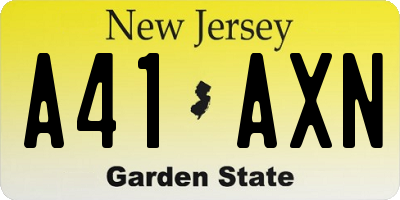 NJ license plate A41AXN