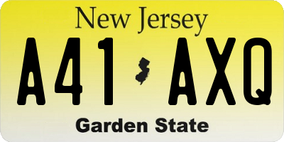 NJ license plate A41AXQ