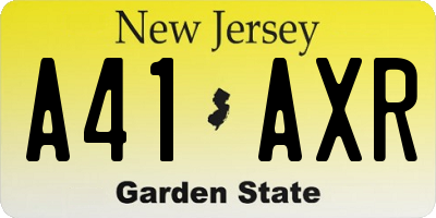 NJ license plate A41AXR