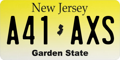 NJ license plate A41AXS