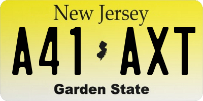 NJ license plate A41AXT