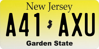 NJ license plate A41AXU