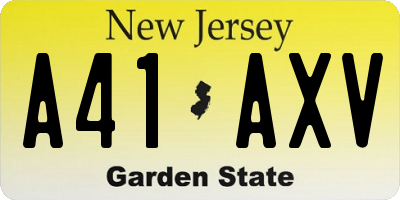 NJ license plate A41AXV