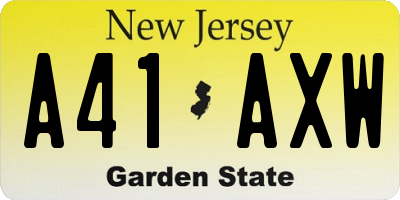 NJ license plate A41AXW