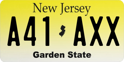 NJ license plate A41AXX