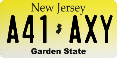 NJ license plate A41AXY