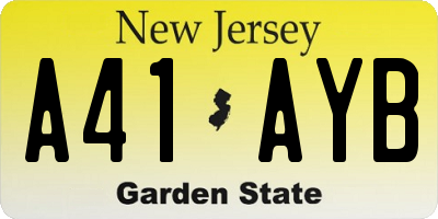 NJ license plate A41AYB
