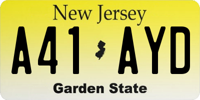 NJ license plate A41AYD