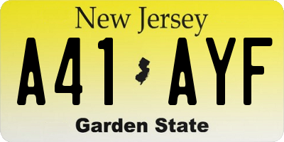 NJ license plate A41AYF