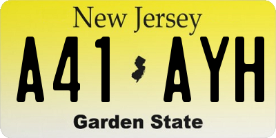 NJ license plate A41AYH