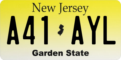 NJ license plate A41AYL