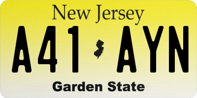 NJ license plate A41AYN