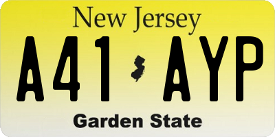 NJ license plate A41AYP